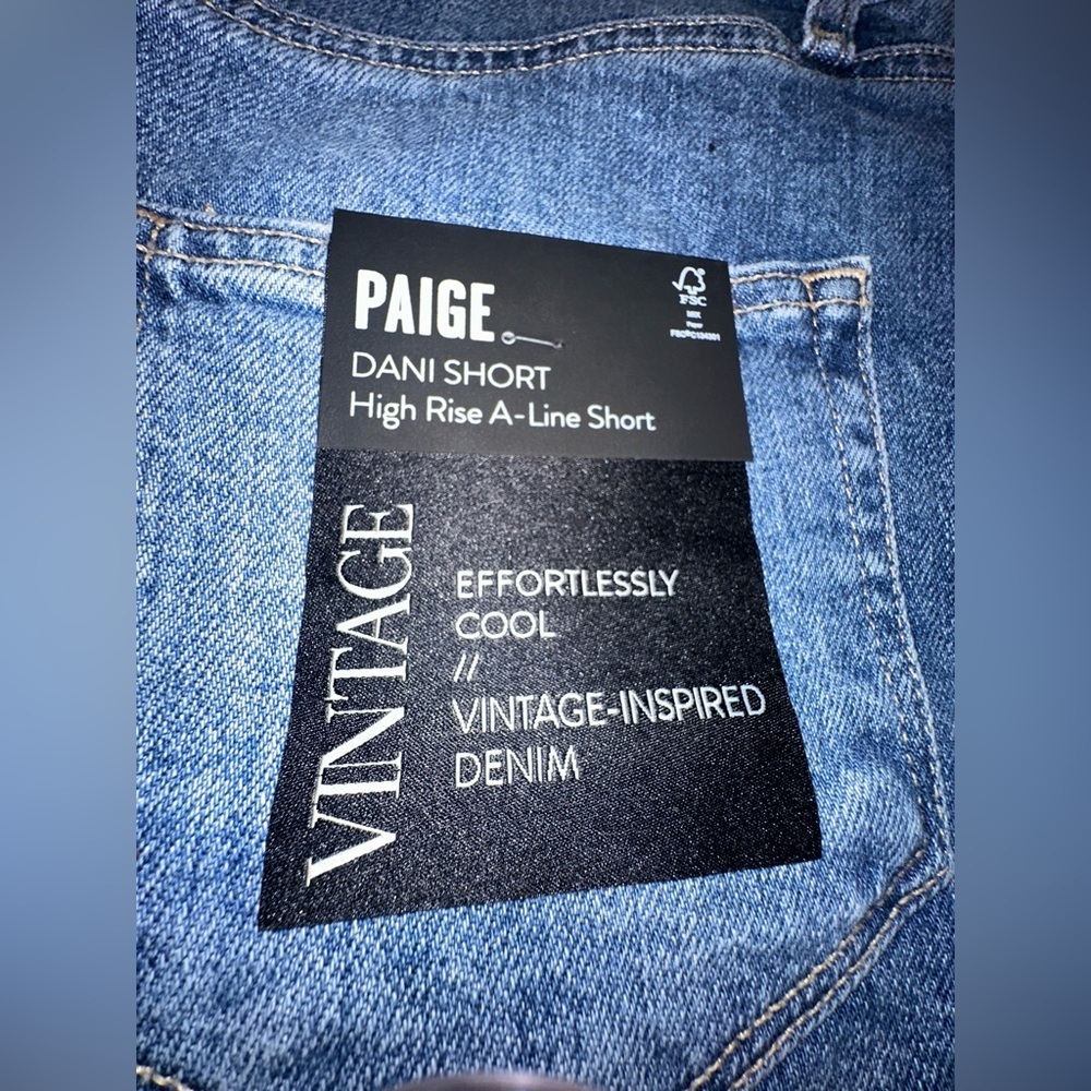 PAIGE Dani High Rise Denim Shorts NWT Leela Deconstructed Size 26 - Picture 8 of 15
